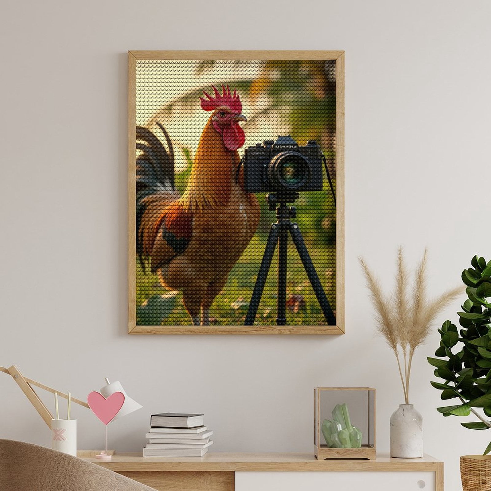 Diamond Art Kits for Adults - Rooster Photographer Tropical Sunset 5d Diamond Painting for Adults, Diamond Art for Adults Beginners, Frameless Diamond Painting Kits for Adults for Home Wall Decor