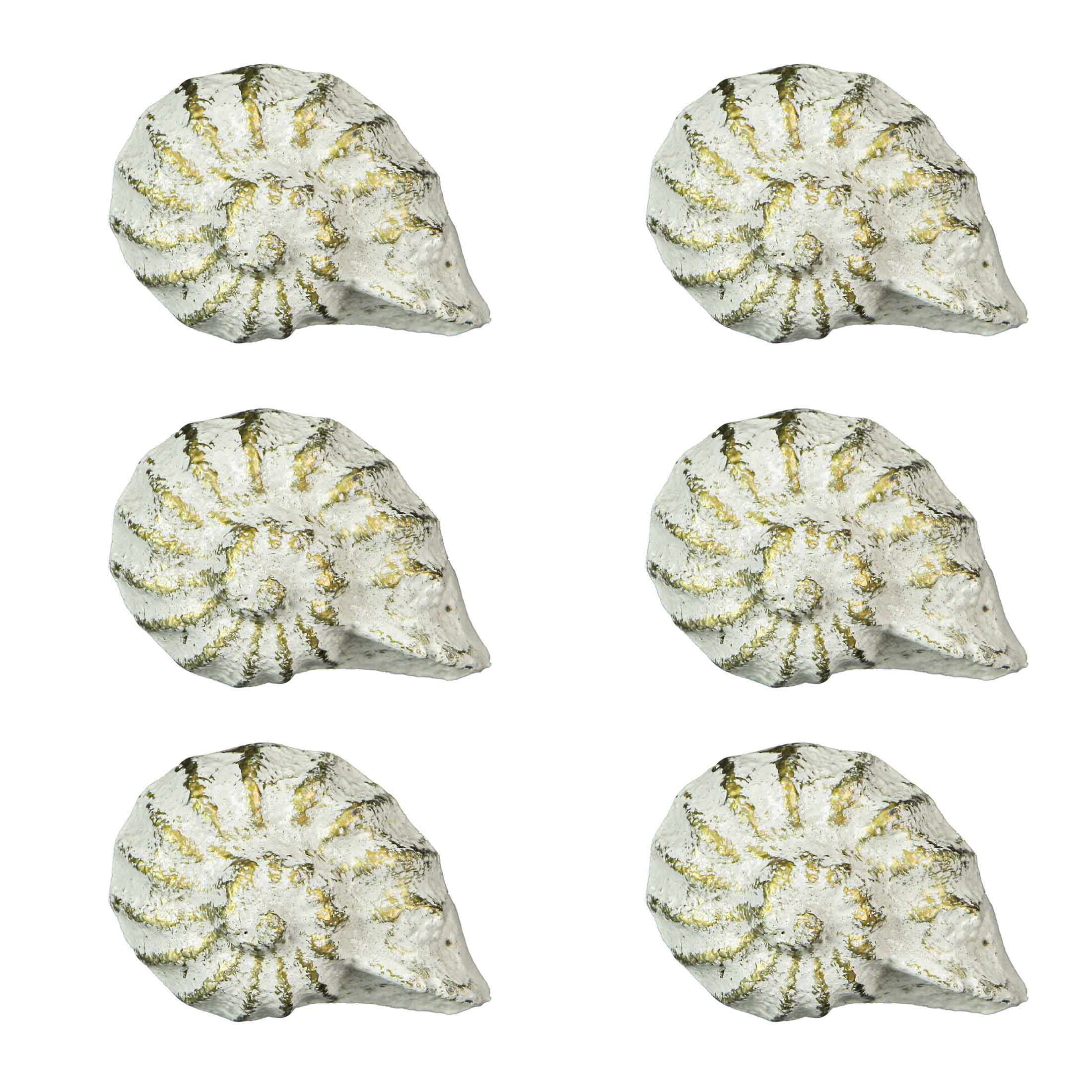 Zeckos White Cast Iron Nautilus Shell Cabinet Drawer Pull Set of 6