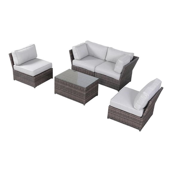 Living Source International 4-Person Seating Set with Cushion in Brown/Gray
