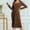 Brown, variant on USSUMA Spring Dresses for Women 2025 Women'S Casual Dresses Long Sleeve Square Neck Casual Solid Color Split Tie Maxi Dress Trendy Skirts Comfortable Skirt Business Up to 50% off Green Dress Size-S