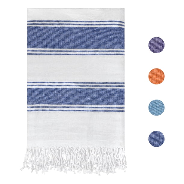 Toallas de cara de algodón tejido REGALWOVEN, toallas de cara a rayas, toallas altamente absorbentes, azules