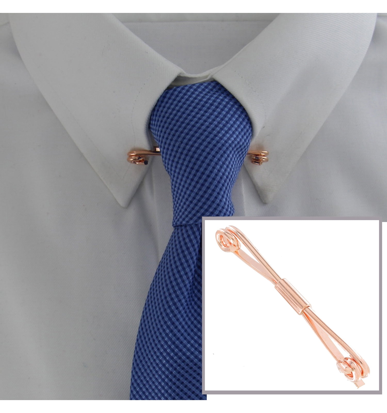 Rose Gold Tone 2 1/8" Classic Traditional Mens Collar Clip Bar