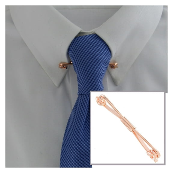 Rose Gold Tone 2 1/8" Classic Traditional Mens Collar Clip Bar