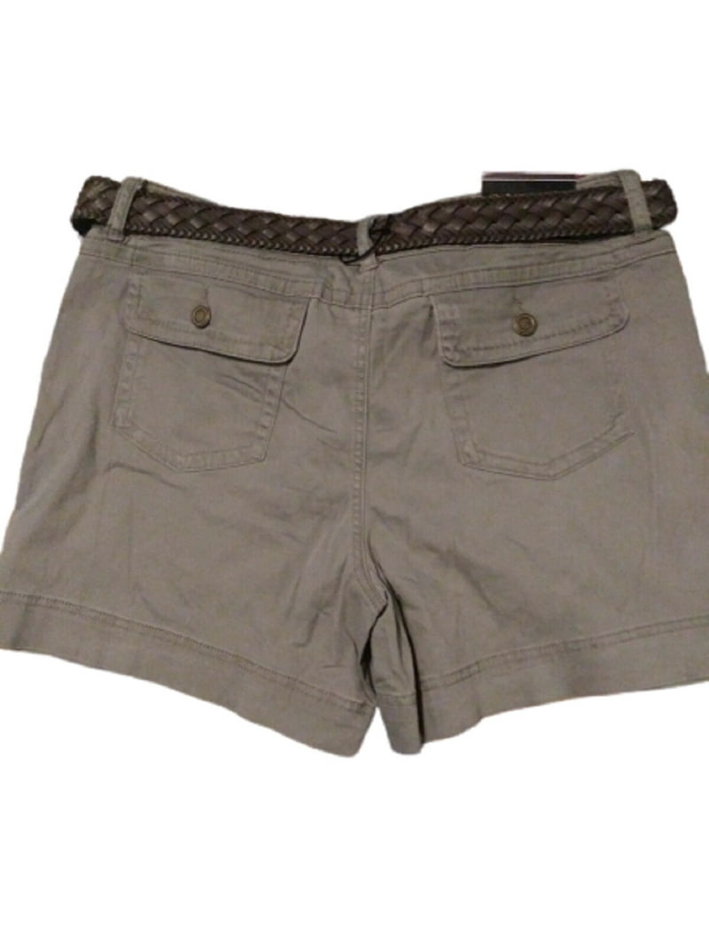 One 5 One Women's Braided Belted Stretch Twill Shorts, 5