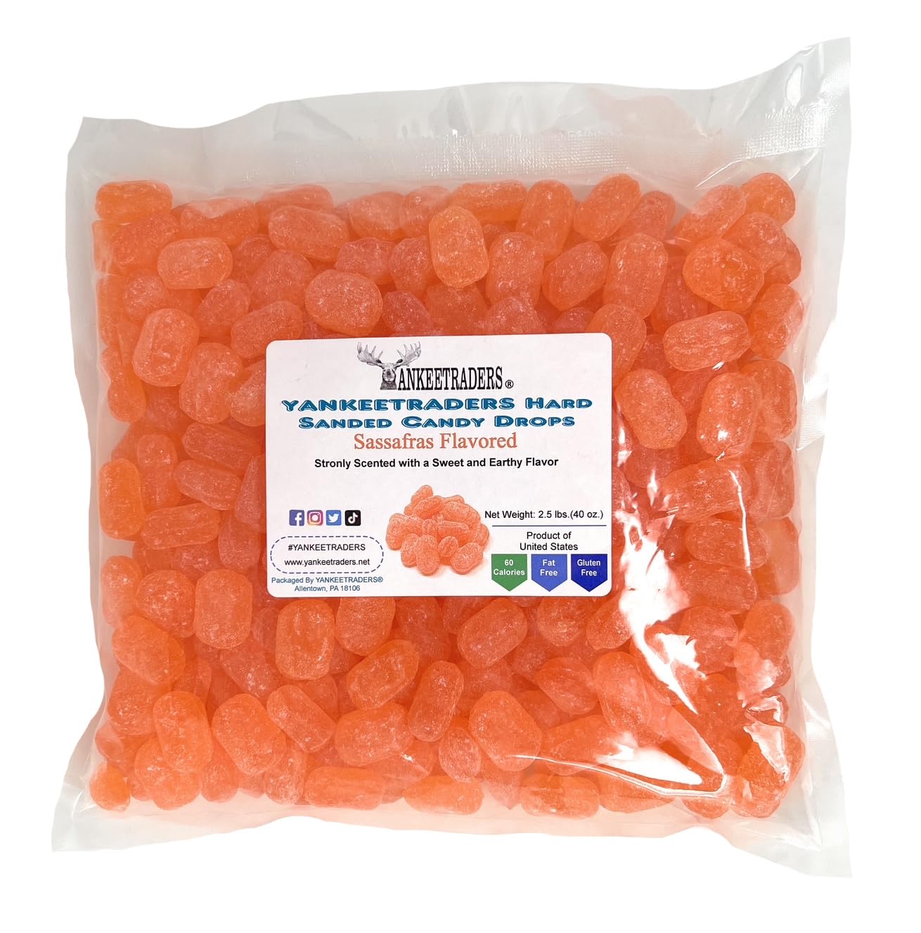 YANKEETRADERS® Sassafras Sanded Hard Candy, 40 Ounce Bag