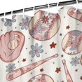 thumbnail image 3 of Floral Baseball Pattern Shower Curtain 84"x72" ,Bathroom Decorative Shower Curtains Set with 12 Hooks,Modern Waterproof Washable Shower Curtain, 3 of 6