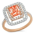 thumbnail image 2 of 2.62 ct Emerald Cut Simulated Red Diamond Halo Engagement Ring for Women in 18K Rose/White Gold, 2 of 2