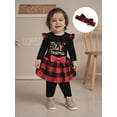 thumbnail image 6 of Miaouyo Infant Baby Girls Christmas Fall Outfit 0 3 6 9 12 18 Months Letters Print Romper with Plaid Pants and Headband Clothing Set, 6 of 9