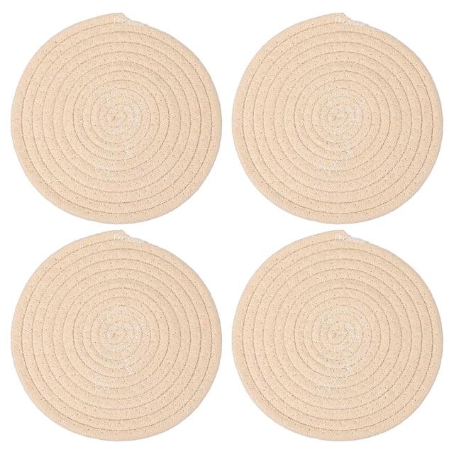 4 Pcs Manteles Individuales Redondos Trenzados, Manteles de 7 Pulgadas Tejidos para Decoración de Granja, Beige