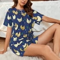thumbnail image 4 of Wukai Funny Chicken Women's Pajama Set,Short-Sleeve Top and Shorts with Elastic Waistband and Pockets for Loungewear, Yoga, and Casual Wear-, 4 of 8