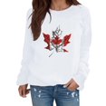 thumbnail image 1 of Women Canadian Maple Leaf Print Round Neck Long Sleeve Casual Hoodie, 1 of 5