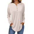 thumbnail image 2 of Tee Shirts for Women Fall Casual Long Sleeve Button Shirts Sweatshirt Vintage Top Pullover, 2 of 5
