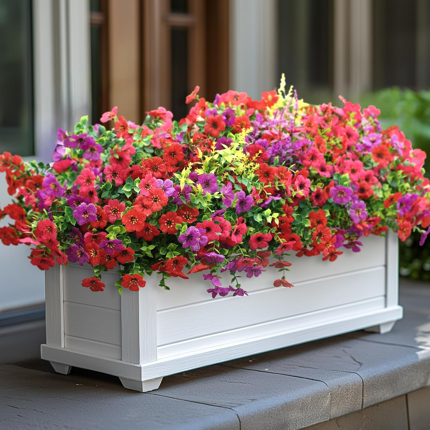 24 Bundles Artificial Flowers for Outdoor Decoration, Fake Flowers Faux Plants Silk Colorful Daisy Flowers Realistic UV Resistant for Garden Patio Porch Box Home Decor, Mix 6 Colors