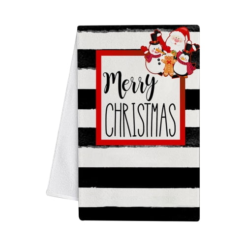 Tuelaly Christmas Kitchen Towels and Dishcloths,Merry Christmas Tree  Snowman Dish Towels,Gnome Red Buffalo Plaid Truck Holiday Tea Hand Towels