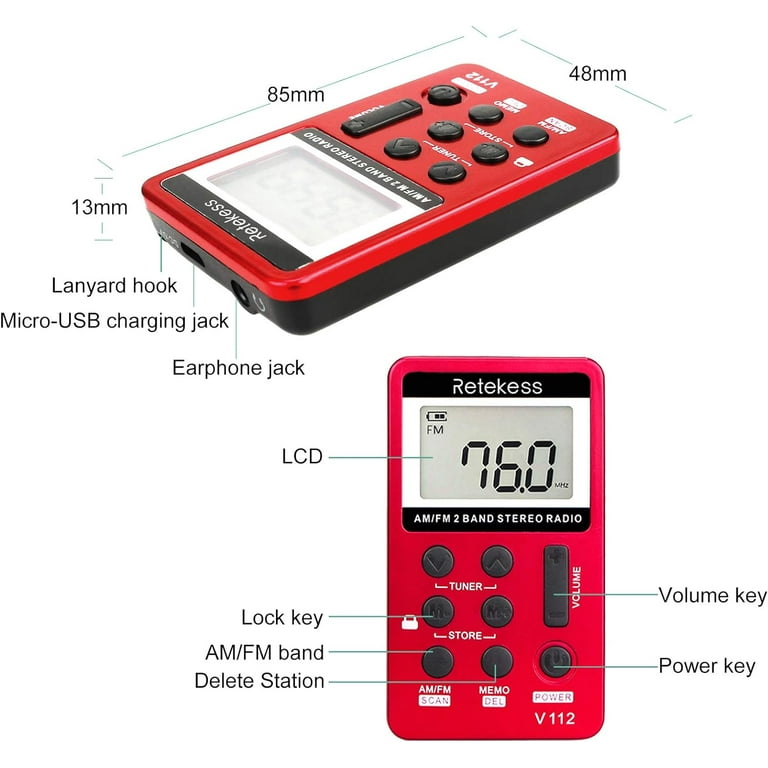 Radiolina Portatile RETEKESS V117 - AM FM SW, Auricolare, Alimentazione A Pile - Foto 5