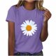 thumbnail image 1 of Blusas de Manga Corta para las Mujeres Impresas Cuello Redondo Casual Top, Suaves Blusas de Algodón de Imitación para las Mujeres, 1 of 2