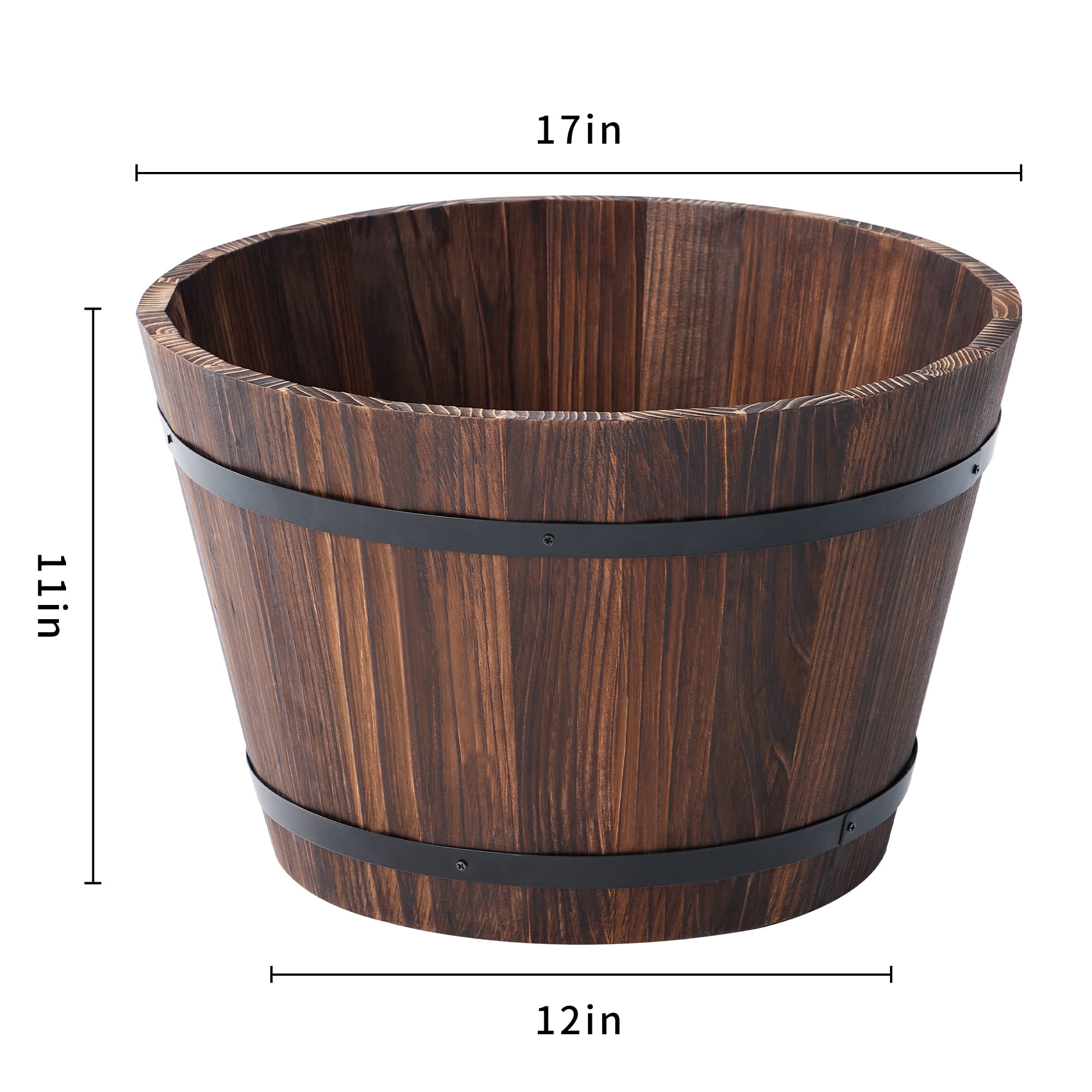 Better Homes & Gardens 17 in Wood Whiskey Barrel Planter
