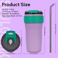 thumbnail image 2 of Soulgenix Stain Steel Water Bottle, 2-in-1 Tumbler Travel Mug with Handle and Straw, Leak Resistant, Purple, 2 of 7