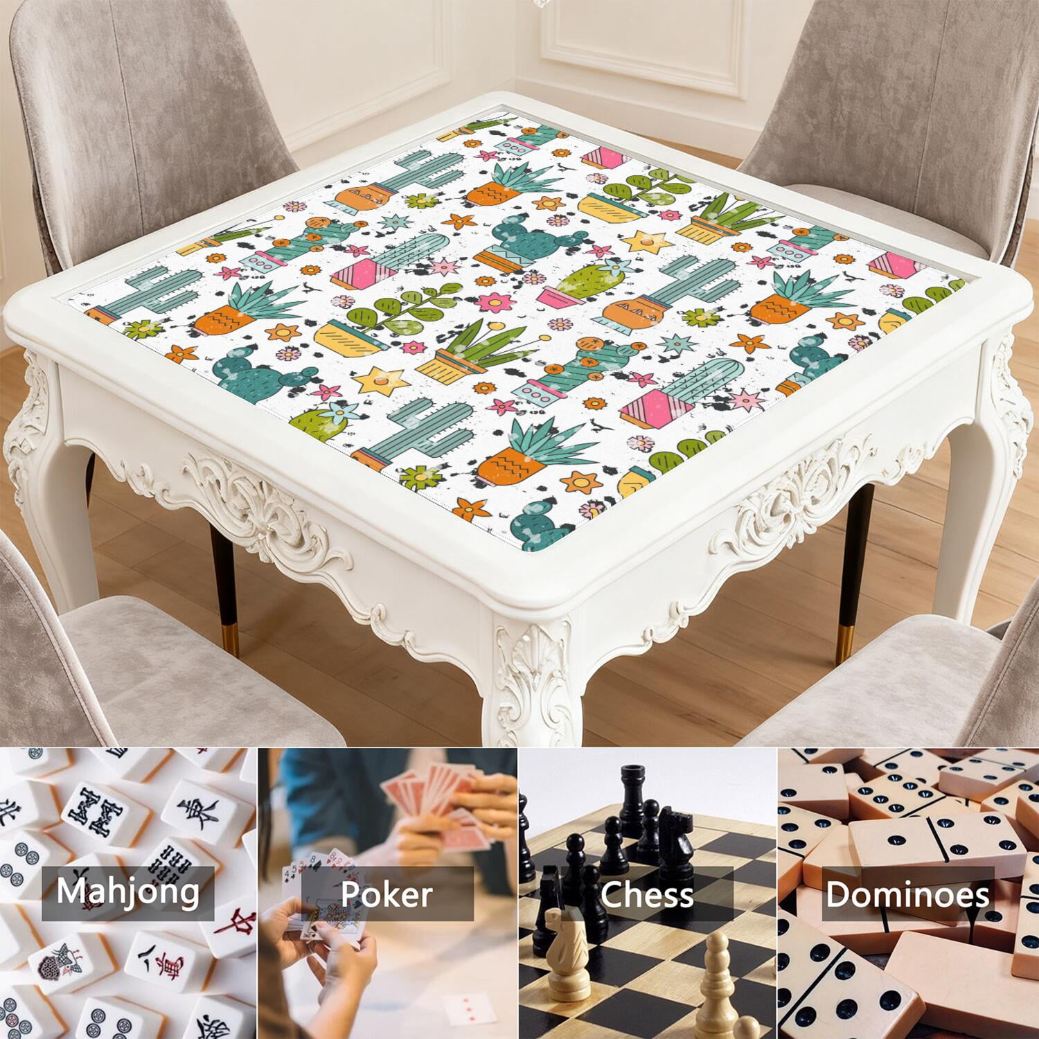 Square Plants Inspired Game Mat 31.5 Inches Crafted from High Quality Rubber Featuring Anti-Slip Backing Grip and Noise Reduction for Tiles Cards Games