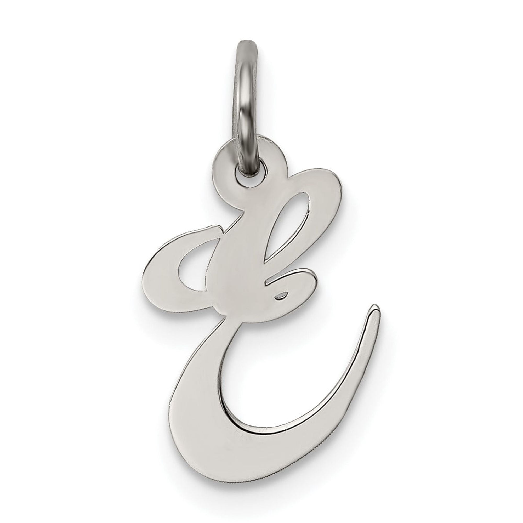 Sterling Silver Script Letter E Pendant Charm for Women, Polished Cursive Initial Jewelry for Necklace or Bracelet, Personalized Alphabet Monogram Style