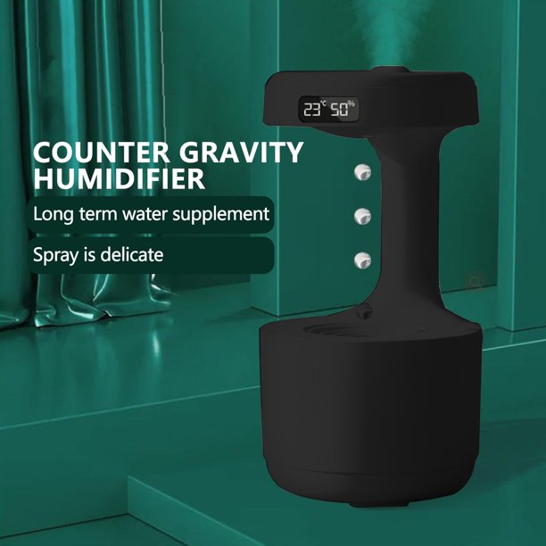 Humidificador de aire a contracorriente de gota de agua de 800ml fabricante de niebla fría para el hogar (negro)