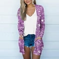 thumbnail image 2 of Herrnalise Jackets For Women Printing Long Sleeve Casual Tops Blouse With Pocket Cardigan Outwear Shackets For Women 2024 fall Purple,XXL, 2 of 5