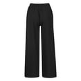 thumbnail image 4 of Palazzo Pants for Women Elastic Waist Wide Leg Cotton Linen Pants Solid Casual Baggy Loungewear Trousers with Pockets, 4 of 8