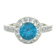 thumbnail image 4 of 1 CT TW Blue Diamond Halo Engagement Ring 14K White Gold, 4 of 5