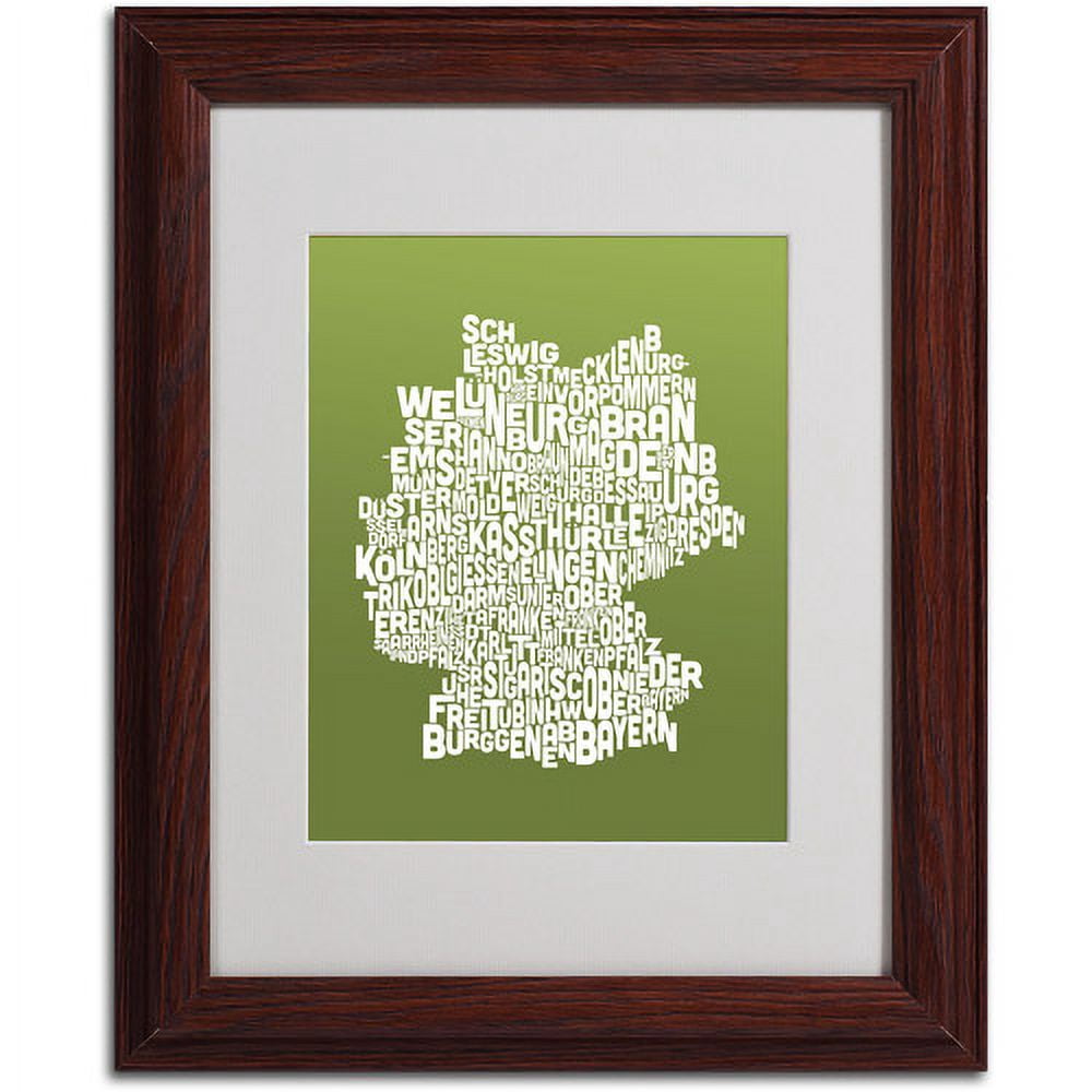 Trademark Fine Art "OLIVE-Germany Regions Map" Matted Framed by Michael Tompsett