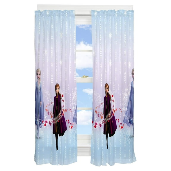 Disney Frozen 2 Kids Window Curtain Panels Drapes Set, 82 in x 63 in