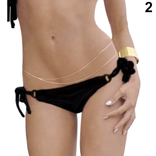 Yesbay Women s Double Layered Beach Bikini Waist Link Belly Body