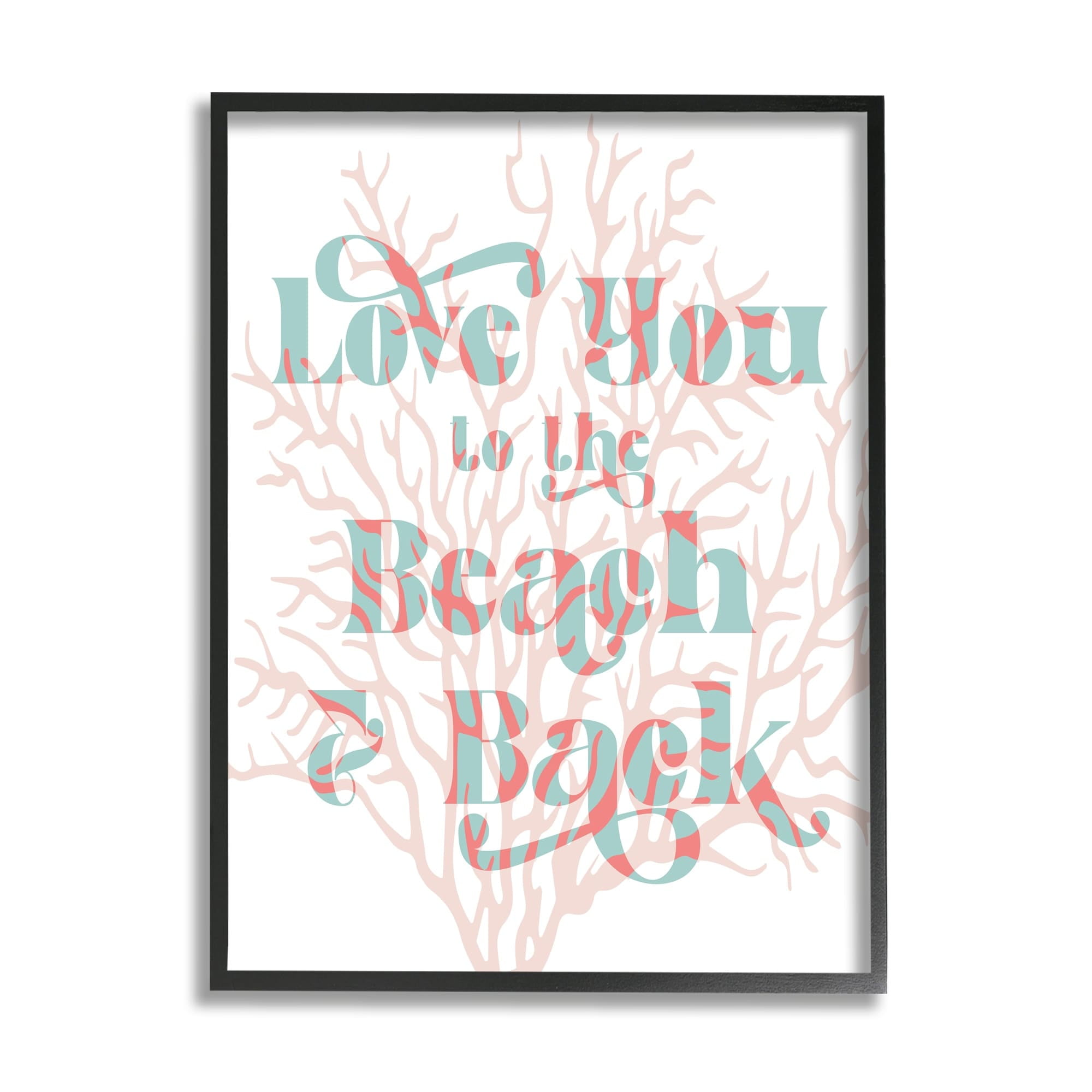Stupell Industries Love You Beach Layered Coral Lettering Romance Graphic Art White Framed Art Print Wall Art, Design by Daphne Polselli