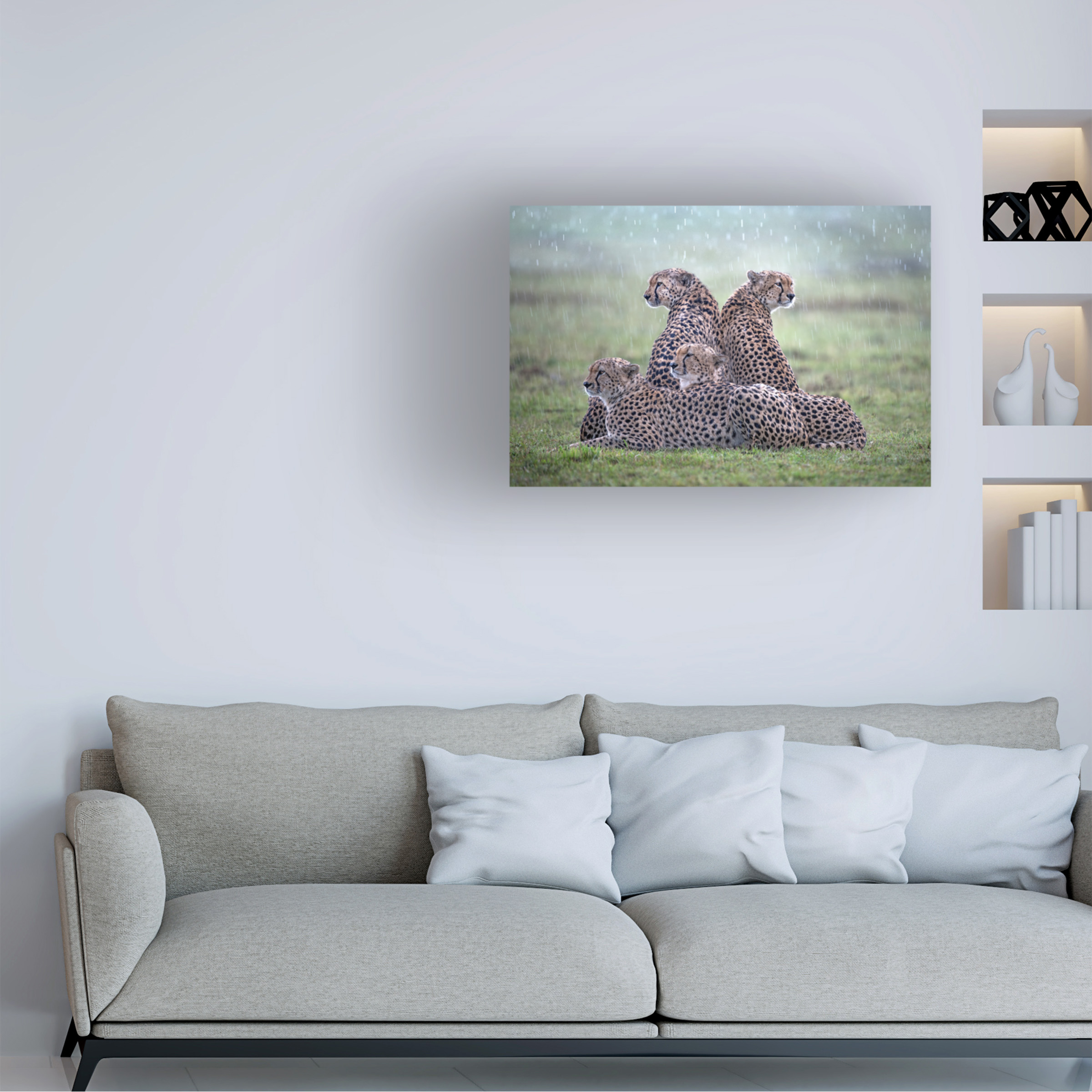 Xavier Ortega 'Cheetahs In The Rain' Canvas Art