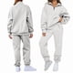 thumbnail image 3 of Conjuntos de Dos Piezas para Mujer: Jersey de Larga con Media Cremallera y Pantalón Deportivo Holgado con Bolsillos. Gris M, 3 of 8