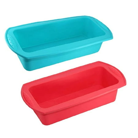 

Reduced！Amusingtao 2pcs DIY Non Stick Soft Silicone With Handle Home Kitchen Baking Tool Loaf Pan
