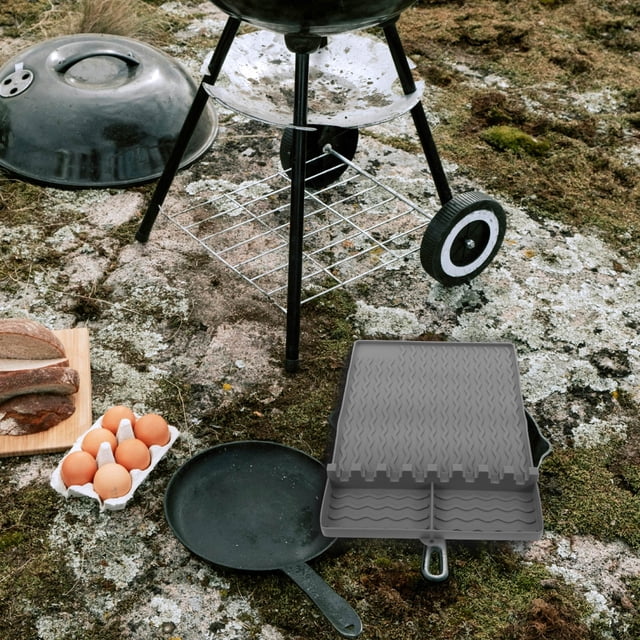 BESTYASH Grey Silicone Griddle Tools Mat Multipurpose Grill Side Shelf Mat for Home Kitchen Counter