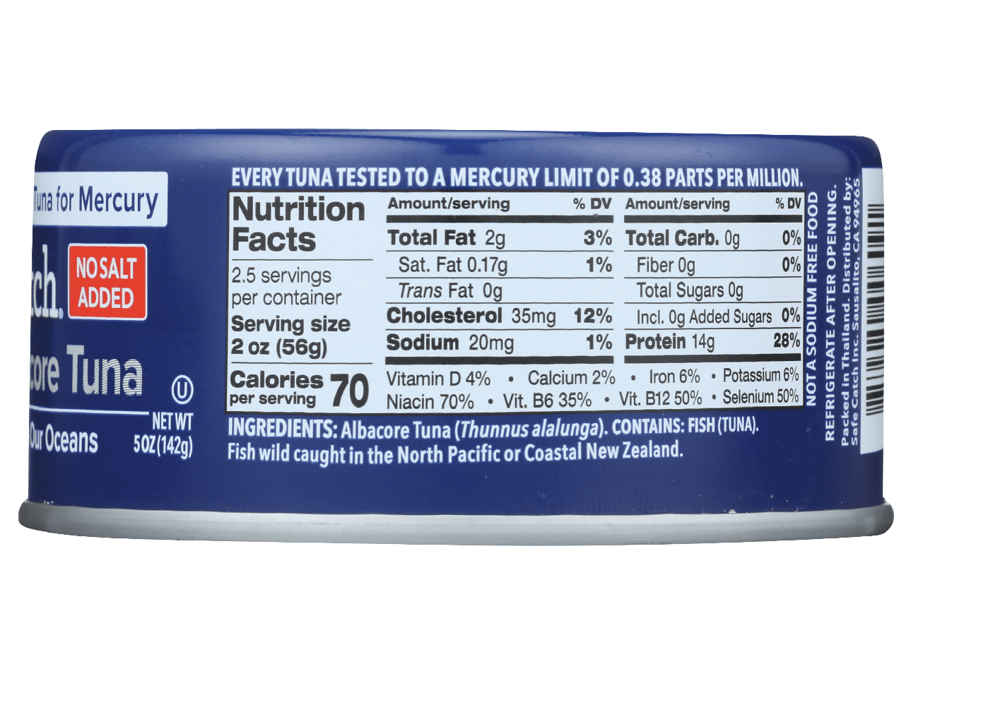 Safe Catch Tuna Wild Albacore Can (No Salt Added), 5 oz (Pack of 12)