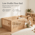 thumbnail image 2 of Miniyam Twin Floor Bed for Kids with Door and Guardrails, Low-Profile Wood Bed Frame, Natural, 2 of 8