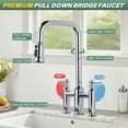 thumbnail image 2 of Wowow Bridge Kitchen Faucet: 3 Holes Kitchen Faucet with Pull Down Sprayer - Two Handles 8 Inch Centerset Kitchen Sink Faucet, 360° Swivel Spout, 2 of 8