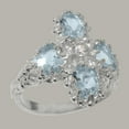 thumbnail image 2 of LBG British Made 18k White Gold Natural Diamond & Aquamarine Womens Statement Ring - 33 size options - Size 10.75, 2 of 6