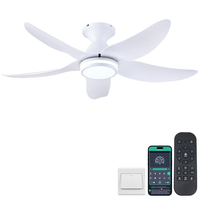 Ventilador de techo Kviflon 116 cm con luces y mando a distancia, color blanco