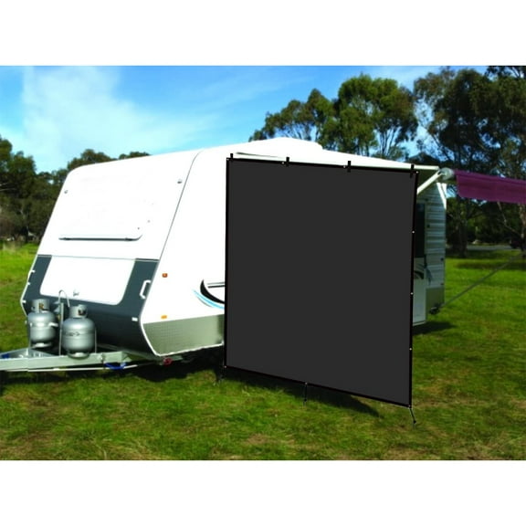 CAMWINGS RV Awning Privacy Screen Shade Panel Kit Side Sunblock Shade Drop 8 x 8ft, Black
