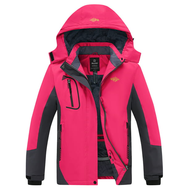 Wantdo Women's Waterproof Mountain Ski Jacket Fleece Winter Coat Rose ...
