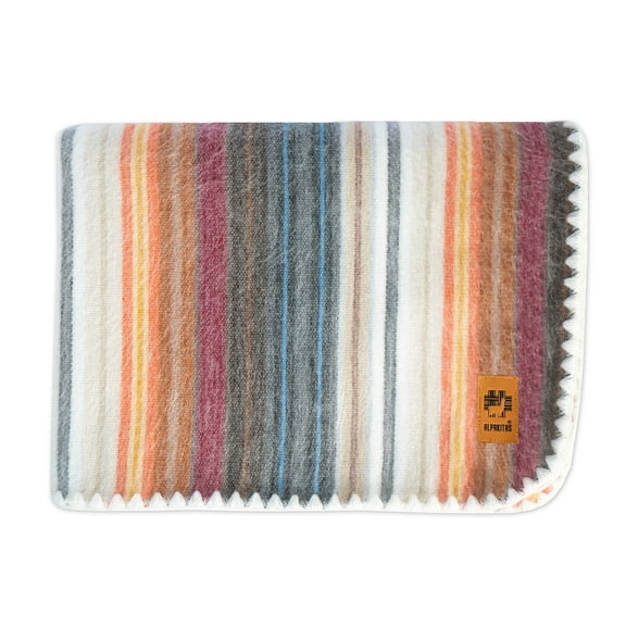 Alpakitas Alpaca Wool Soft Blanket | Throw Size Blanket | Cozy Throw Blanket, Lightweight, Breathable, Hypoallergenic, Premium Handmade | 64 x 45 inches (White & Brown)