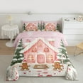 thumbnail image 2 of Manfei Merry Christmas Queen Comforter Set,Kawaii Gingerbread Man Bedding Sets,Green Xmas Tree Bedding Comforter Set For Girls Teens,Luxury Bedroom Decor Reversible,3pcs, 2 of 8