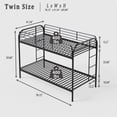 thumbnail image 5 of Kacho Metal Bunk Bed, Twin Over Twin Bunk Bed with Safety Full-Length Guardrail and 2 Ladders, Space Saving Bunk Bed for Adults Teens, No Box Spring Needed, Easy Assembly, Noise Free, Black, 5 of 7