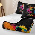 thumbnail image 4 of Feelyou Watercolor Basketball Twin Quilt Set for Boys, Graffiti Handball Sport Twin Coverlet Set, 2pcs, 4 of 7