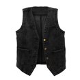 thumbnail image 2 of Joernso Women Denim Vest with Pockets Sleeveless Buton-down Loose Solid Color Cardigan V Neck Urban Style Waistcoat for Outdoor Travel Commuting, 2 of 8