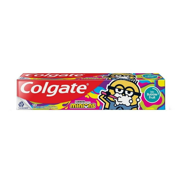 Gel dental Colgate Minions anticaries con flúor sabor bubble fruit 43 ml