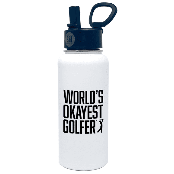 World's Okayest Golfer White 32 oz Water Bottle